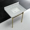 Fauceture Dreyfuss 30" Console Sink W/ SS Leg (8", 3 Hole), Marble White/ Brass KVPB30M8SQ7ST - alternate 5